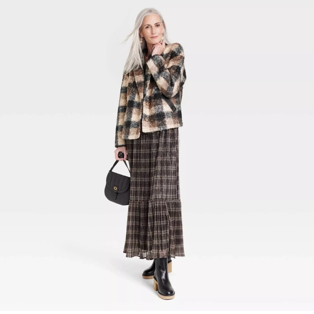 Knox Rose Women's Plaid Sweater Overcoat Black Plaid Size XS - Picture 3 of 10